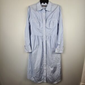 ALEXA CHUNG Seamed Shirt Dress Blue White Striped Cotton Bustier US 4-6 Midi